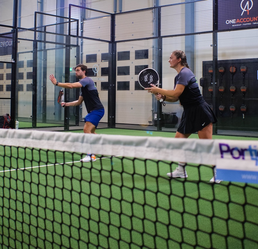 Two players enjoying padel